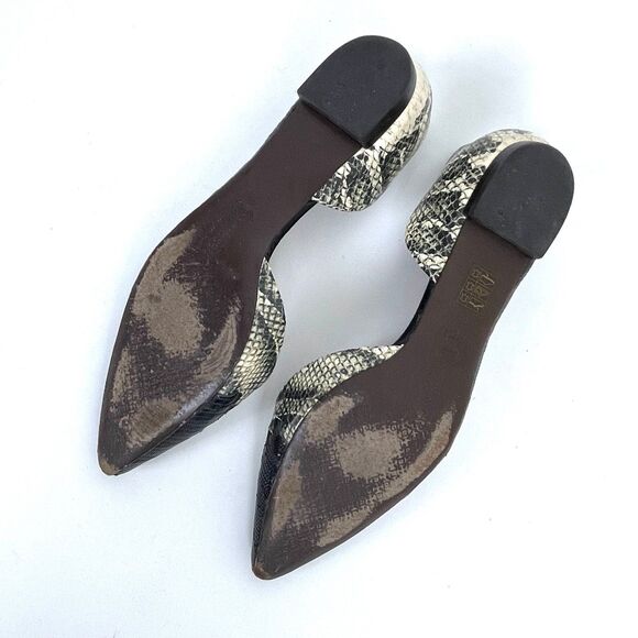 Tory Burch D'Orsay Leather Snakeskin Pointed Toe Open Side Flats Size 9M - Picture 8 of 11